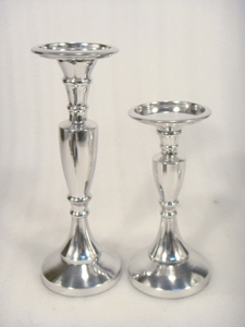 Centerpiece Set of 2 <b>Silver</b> Aluminium Candle Holder for Home Decor - Product Image 2