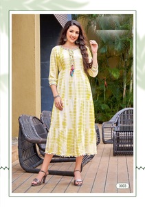 Robe de créateur de vêtements indiens et pakistanais fantaisie chic viscose rayonne rides seulement haut - Product Image 2