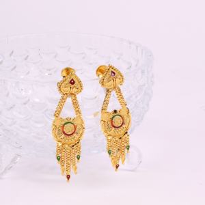 Conjunto de pendientes colgantes de moda, Pendientes chapados en oro de latón, pendientes de lujo, pendientes tradicionales, joyería llena de oro Oro Joyeria - Product Image 2