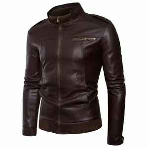 Chaqueta Casual de Invierno para Hombre, Corte Ajustado, Transpirable, Ecológica, Estilo Urbano, para Motociclismo, Cuello Redondo, Tela de Lona - Product Image 4
