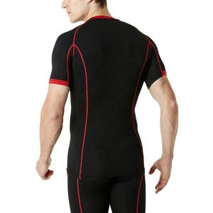 Haute couture hommes à manches courtes Polyester Rash Guard tricoté Compression chemises d'entraînement-conception d'impression solide grande taille respirant - Product Image 4
