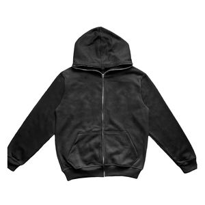 OEM personalizado ropa de calle de cara completa con cremallera Unisex personalizado grueso suéter con cremallera sudaderas con capucha chaqueta de invierno con técnicas de teñido liso - Product Image 6