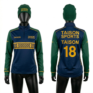 Sudadera deportiva para mujer de alta calidad, 300 GSM, tela de poliéster y elastano, base verde, paneles de manga negros, logotipo sublimado personalizado - Product Image 6