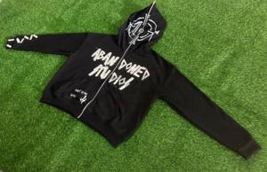 Sudadera con capucha Unisex personalizada de peso pesado desgastado bordado 100% algodón para hombre con cremallera completa ropa de patrón sólido - Product Image 5