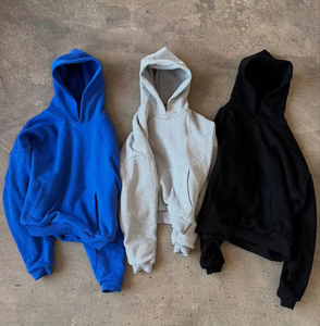 Venta al por mayor Hombres Y2K Streetwear Bordado Chándal Boxy Sudadera con capucha Pantalones de pierna ancha Sudaderas con capucha de gran tamaño Conjuntos 100% Algodón Digital - Product Image 5