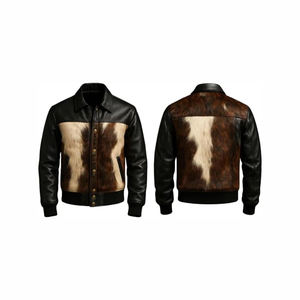 Veste en cuir véritable pour homme, design haut de gamme, col montant, manches longues, 100% haute qualité, imperméable, respirante, logo personnalisé, moto - Product Image 1