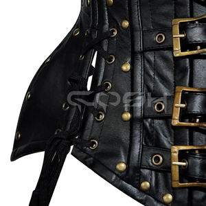 Corset gothique noir en cuir style punk rock avec boucles antiques – Fabricant et fournisseur du Pakistan - Product Image 5
