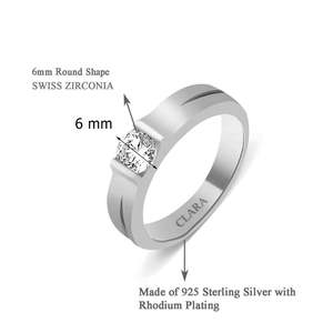 NOVAMART Fine <b>Men's</b> Rhodium Plated Sterling Silver Geometric Cut <b>Ring</b> <b>for</b> Engagement-Zircon <b>Stone</b> Wholesale Export - Product Image 2