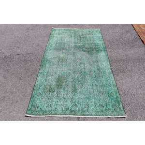 พรมลายตุรกีโบราณ ขนาด 3.7x6.4 ฟุต (112x196 ซม.) สีเขียวล้วน - Product Image 1