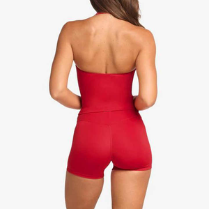 <b>Women's</b> Custom Logo Solid High Waist Yoga Shorts Set for Workout Fitness Gym Quick Dry Breathable - Product Image 1