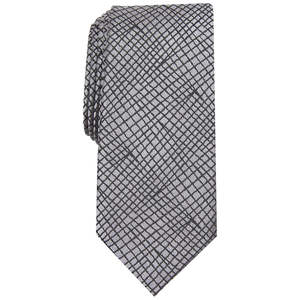 Cravatta da uomo Alfani, taglia normale, slim, fantasia astratta, tessuto grigio intrecciato - Product Image 1