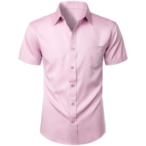 Chemise boutonnée à manches courtes pour homme avec options d'impression de broderie personnalisées disponibles pour les marques privées et la fabrication en vrac - Product Image 3