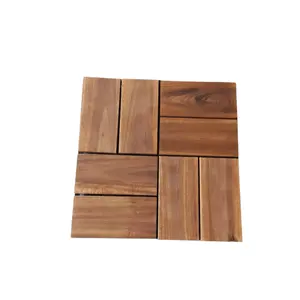 Carrelage extérieur en bois d'acacia à 8 lamelles 300X300X24MM Carrelage extérieur OEM ODM Imperméable Prix chaud pour l'exportation bas quantité minimale de commande meilleure qualité