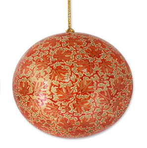 Boule de Noël élégante en papier mâché, motif floral complexe, artisanat traditionnel, décors festifs, disponible au prix de gros - Product Image 6