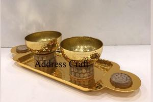 Precio al por mayor bandeja de madera para servir con mango de latón decorativo bandeja de desayuno platos bandeja de vajilla en superventas - Product Image 4