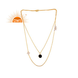 Dernière conception faite à la main 18K plaqué or multi-pierres naturelles pendentif collier Demi Fine Jewelry fabricant - Product Image 1