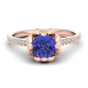 REYES-Anillos de compromiso de piedras preciosas de tanzanita de 1 quilate de oro de 14K, regalo de boda de alta calidad, joyería fina de diamantes - Product Image 1