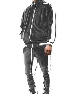 Chándal de terciopelo con cremallera totalmente personalizado para exteriores, ropa informal cálida para invierno, chándal de terciopelo con cremallera transpirable - Product Image 1