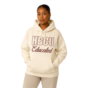 <b>Neutral</b> Women HBCU Educated Pullover Hoodie Maroon Chenille and Embroidered Design Greek Life Apparel Custom College Clothing - Product Image 1