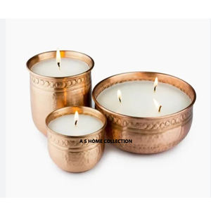 Bougeoir votif créatif feuillu de couleur dorée à texture gaufrée haute demande forme ronde pots de cire fantaisie fabriqués à la main - Product Image 6