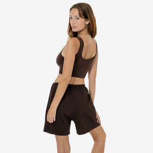 2024 filles chaudes taille élastique français éponge sueur blanc Shorts taille haute demi pantalon Logo poche décoration femmes Sexy Streetwear - Product Image 3