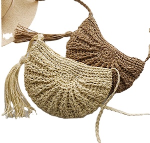 กระเป๋าสานมือข้างหนึ่งสำหรับผู้หญิงกระเป๋าฟางถักโครเชต์กระเป๋าชายหาดส่งตรงจากผู้จำหน่ายอินเดีย - Product Image 1