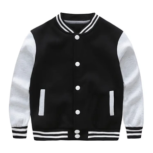 Vente en gros ODM OEM Blouson Letterman blanc pour garçons et enfants avec manches en cuir Bomber personnalisée de haute qualité - Product Image 2