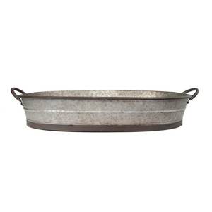 Bandeja de Metal galvanizado de forma ovalada con asas Encanto rústico para granja Hogar y Hotel Bandejas de mesa para servir alimentos - Product Image 2