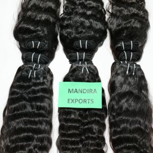 Faisceaux de trame ondulés bruts non transformés de temple indien vierge naturel cuticule alignée droite lâche extensions de cheveux humains à boucles profondes - Product Image 4