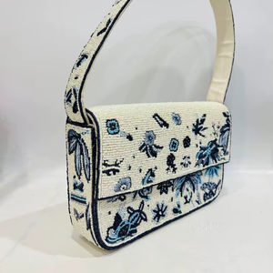 Multicolor Beaded <b>Bag</b> with Handle, Handheld <b>Bag</b>, Casual Hand <b>Bag</b>, Indian Handicraft, Handmade, <b>Baguette</b> <b>bag</b>, - Product Image 1