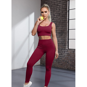 Leggings de yoga à taille élastique pour femmes, ensemble de fitness, vêtements de sport haut de gamme personnalisés OEM, vêtements de sport à taille haute, vente en gros - Product Image 1