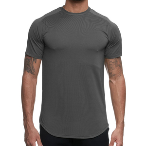 Camisetas de manga corta para gimnasio, camiseta 95% de algodón 5% elastancia transpirable, moda de Hip Hop, dobladillo curvo personalizado, camisetas de gimnasio de cuello redondo - Product Image 1