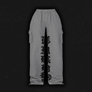 Acid Washed Printing Tracksuit For Unisex Flared Style Custom Clothes Screen Printing Distressed 400GSM Sweat Suit - Product Image 3