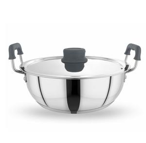 Solid Design Hammered Party & Kitchen Ware Use High Quality Tabletop Best Size Stainless Steel Kadhai Custom Logo in Wholesale - Product Image 5