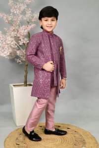 Sherwani Moderno Clásico para Niños, de Seda, Tradicional para Bodas y Fiestas, con Acabado Premium y Sin Arrugas - Product Image 5