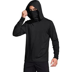 Chemise de protection UV UPF 50, vêtements de pêche, couleur unie, manches longues, maille ventilée, capuche de pêche UV pour homme - Product Image 4