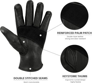 Full Grain Cowhide Leather Soft Comfortable and Durable <b>Driver</b> <b>Gloves</b> Reinforced Palm Patch Keystone Thumb Driving <b>Gloves</b> - Product Image 2