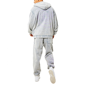 Streetwear personnalisé sweat à capuche vintage et pantalon de survêtement évasé Jogger 2 pièces survêtements pour hommes délavés à l'acide avec impression Dtg - Product Image 2