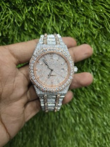 Reloj Automático de Lujo para Hombre y Mujer, Estilo Hip Hop, de Cuarzo, Acero Inoxidable, con Diamantes VVS, Moissanita, Corte Brillante, con Fecha - Product Image 2