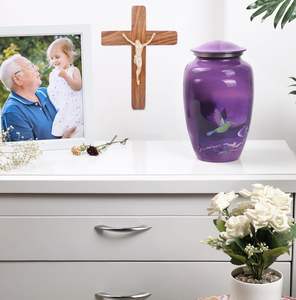 โกศโลหะรูปนกฮัมมิงเบิร์ดสีม่วงโกศสำหรับงานศพผู้ใหญ่ผู้หญิงและผู้ชาย - Product Image 4