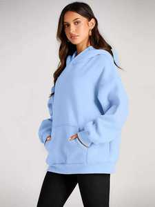 Sudaderas con capucha con lazo y hombros caídos para mujer, sudaderas cómodas y de moda para ropa de calle informal, sudaderas con capucha para mujer - Product Image 5