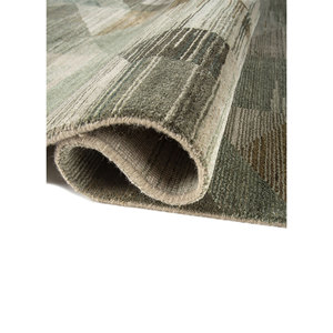 Tapis en laine et soie de bambou noué à la main Kavi Green, collection Afterglow - Motif géométrique pour usage domestique Eskm-12 - Product Image 2