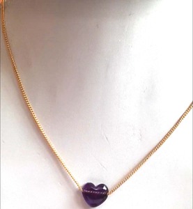 Ensemble de pendentifs en pierre d'améthyste de luxe de haute qualité en forme de coeur chaîne collier en laiton plaqué or pour mariage ou cadeau - Product Image 1