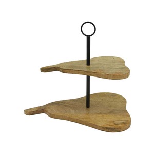 Présentoir à gâteaux rond en bois émaillé Finitions naturelles à un étage pour présentation de fête d'anniversaire de mariage Vente en gros en vrac - Product Image 5