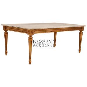 Mesa de Centro Rectangular de Lujo con Tapa de Mármol Premium y Detalles en Hoja de Oro Tallada a Mano para una Decoración Clásica de Sala de Estar - Product Image 6
