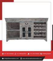 Comptoir de bar en bois recyclé antique, meuble élégant brun, 2 portes, 1 tiroir, pour la maison, le bureau, l'appartement, la chambre, le salon