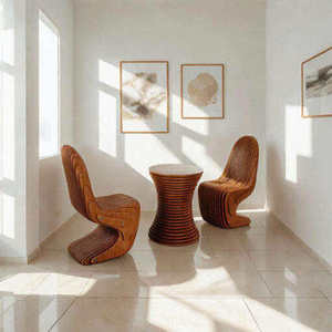 Conjunto de Mesa y Sillas Cantilever de Madera Impermeable y Ecológico Moderno para Uso en Exteriores y Sala de Estar - Product Image 2