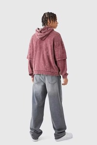 Sudadera Oversize de Algodón 100% Personalizada para Invierno, Estilo Urbano, Unisex, Bordada, Lavado Ácido, MOQ Bajo, Pedido al por Mayor - Product Image 3