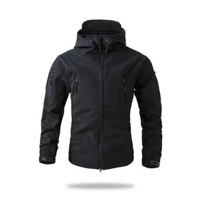 Veste Softshell Style Léger Full Zip Imperméable Coupe-Vent Respirant Doublé en Polaire Imprimé à Capuche - Product Image 1