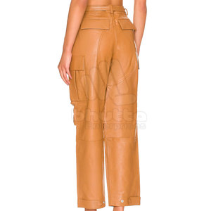 Pantalon en cuir pour femme avec poches boutonnées, respirant, taille mi-haute, décontracté, tendance hiver - Product Image 3